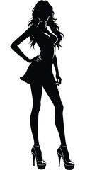 Naklejka premium woman standing silhouette