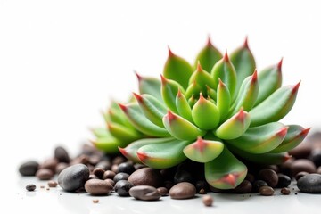 Fototapeta premium Succulent Crassula rupestris isolated on white , minimalist, Crassula rupestris, stems