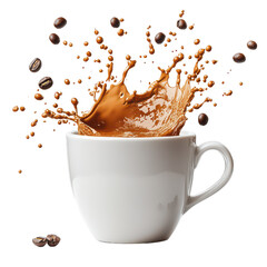 Coffee cup with splash isolated on transparent background.PNG