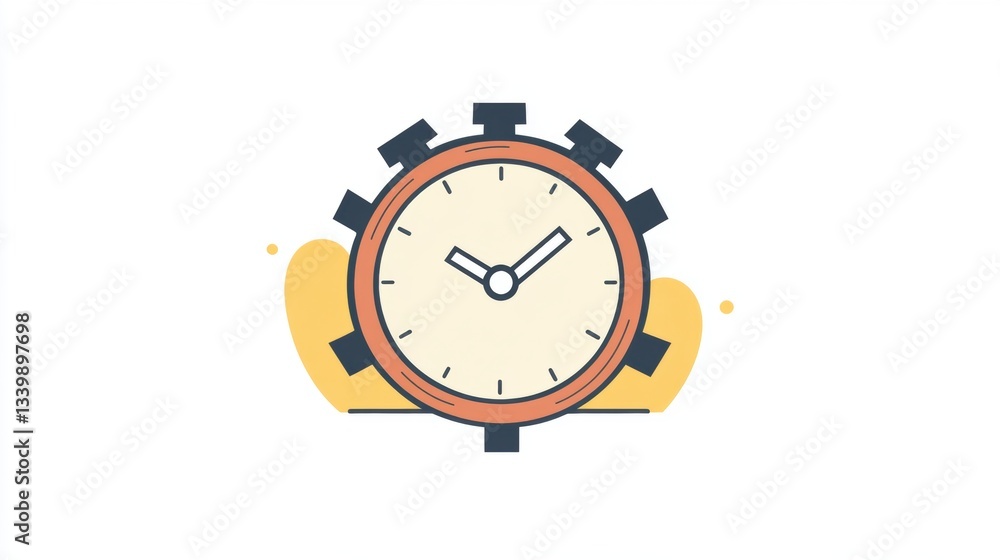 Poster classic stopwatch with bold outline and colorful background ideal for time management and productivi