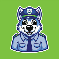 Majestic Vector Illustration of a Cartoon Police Dog Mascot