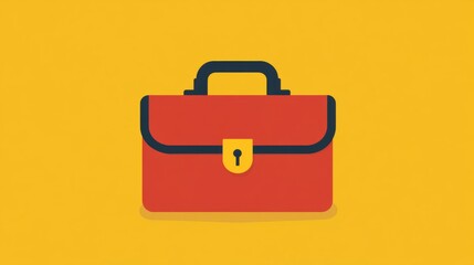 Colorful illustration of a red briefcase with a black handle and a yellow padlock against a bright yellow background, symbolizing security and professionalism in business