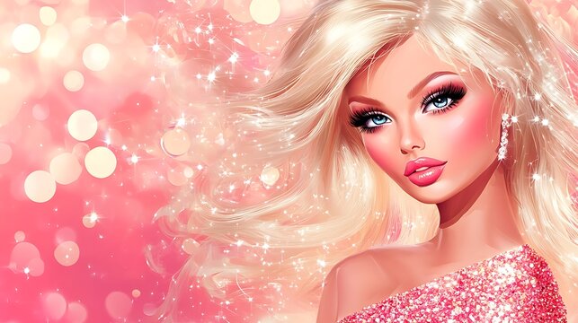 A Beautiful Animated Woman With Long Blonde Flowing Hair