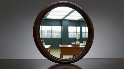 A mirror reflection that shows an entirely different object instead of what&rsquo;s in front of it