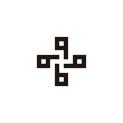 Letter q plus, square geometric symbol simple logo vector