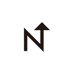 Letter N pointer, up geometric symbol simple logo vector
