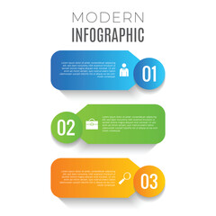 3 step editable modern business infographic with stylish icons design