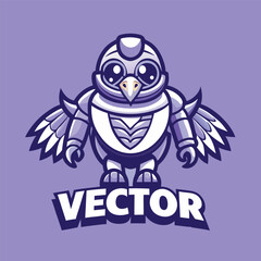 Futuristic Robot Bird Mascot Design with Cartoonish Illustration