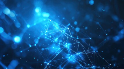 Abstract Network Connections: Digital Universe of Blue Nodes and Lines