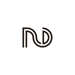 Letter ND curve geometric symbol simple logo vector