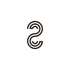 Number 2 lines, curve, tech geometric symbol simple logo vector