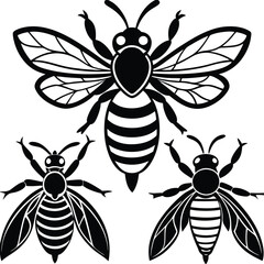 Fototapeta premium bee silhouette on white background