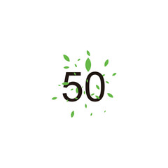 Number 50 leaves geometric symbol simple logo vector