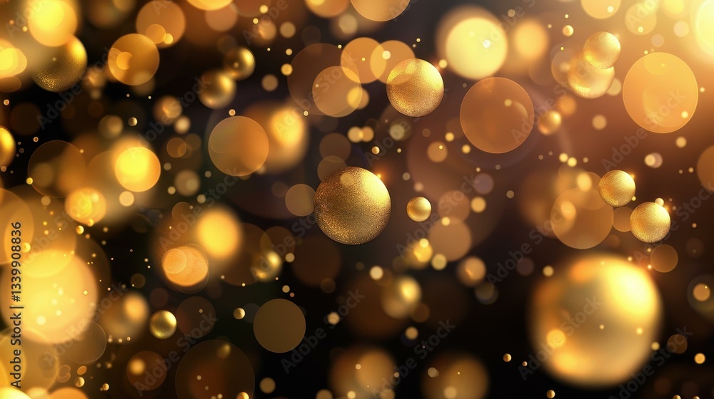 Poster experience the allure of golden particles dancing in soft bokeh, creating a warm and inviting atmosp