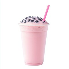 Sweet and chewy bubble boba tea with colorful pearls, perfect for a refreshing drink on a hot day.