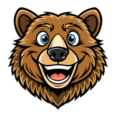Obraz premium a cheerful bear mascot head cartoon with a big smile and friendly eyes. This image is perfect for playful designs. vector illustration