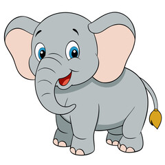 Obraz premium a cartoon illustration of a friendly and smiling elephant, with big ears and a long trunk