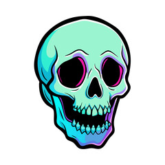 Fototapeta premium a close-up of a brightly colored skull with a spooky expression and open jaw vector illustration