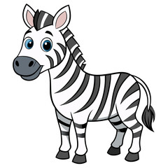 Fototapeta premium a cute illustration of a zebra with black and white stripes, blue eyes and smiling face 