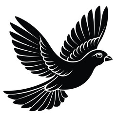 Obraz premium Silhouette of a black bird in flight