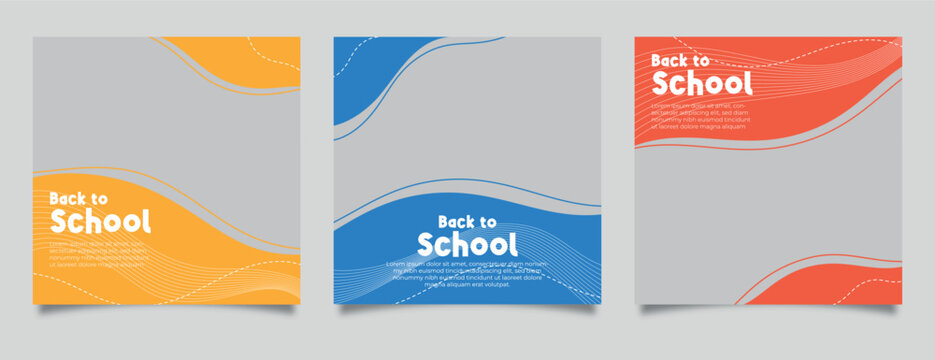 Social media post templates for new student admission. Digital marketing vector set. Social media layouts, poster and banner designs. Editable social media post templates.