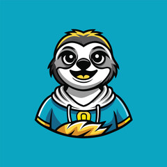 Minimalist Vector Logo Illustration of a Cute & Relaxed Sloth Mascot