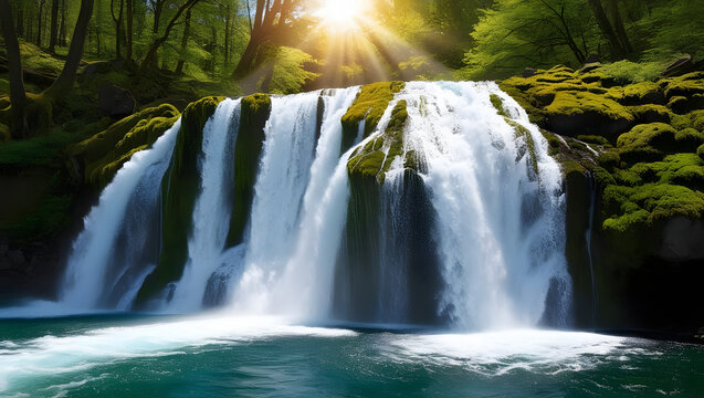 waterfall in the  nature