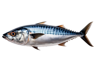 Fresh Mackerel Fish isolated on transparent background