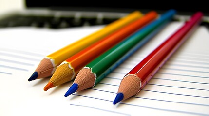 Obraz premium Colorful pencils on lined paper
