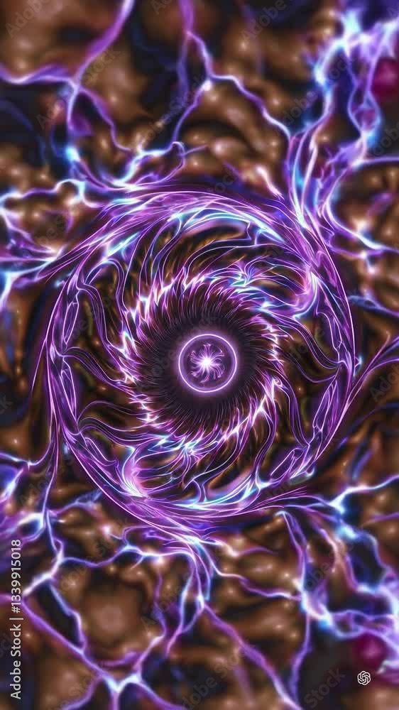 Poster mesmerizing purple vortex with dynamic electric energy and pulsating patterns