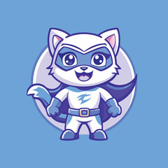 Minimalist Vector Illustration of a Superhero Cat with a Masculine Design
