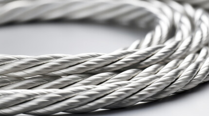 Naklejka premium A closeup view of strong steel cables showcases their industrial strength and versatility in construction environments.
