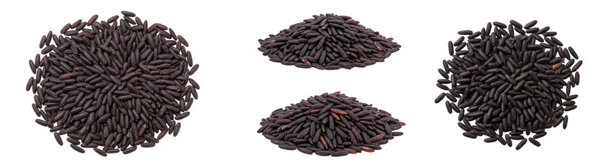 Collection Of Black Rice Piles isolated on transparent background, heap of rice, PNG, Black rice