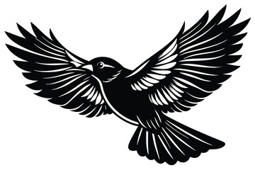 A free bird flying in silhouette stock illustration on white background