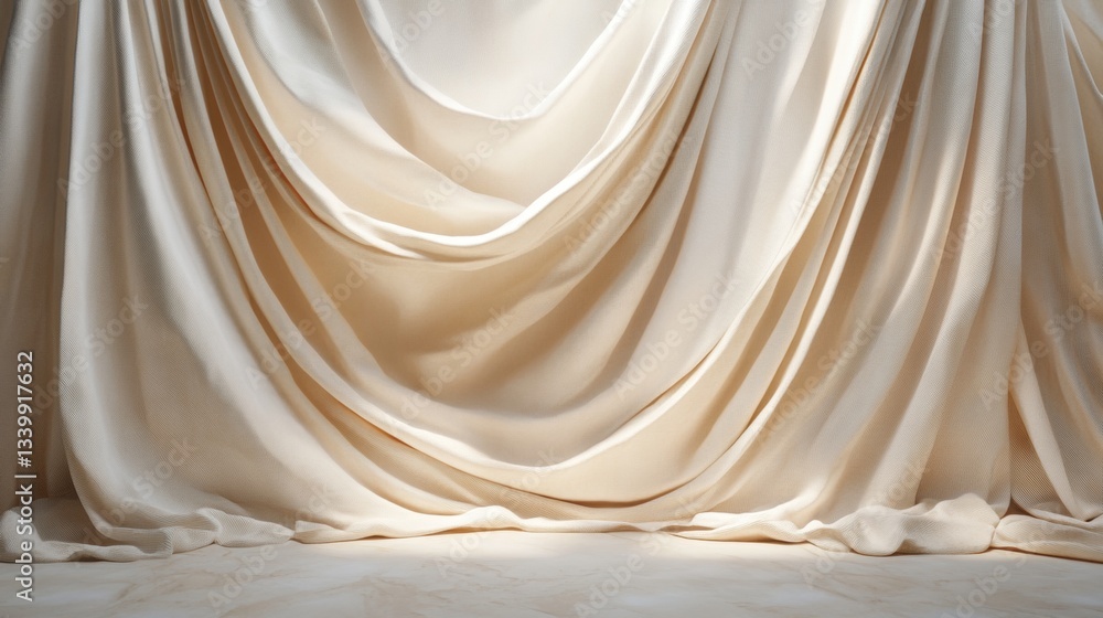 Poster elegant and soft draped satin fabric creating a luxurious background for photography or display in w
