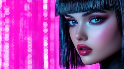 Obraz premium Cyberpunk Fashion: Futuristic Beauty Portrait