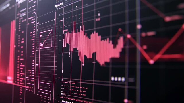 Financial Data Visualization with Red Chart and Interface Elements for Analysis