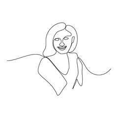 vector illustration of a woman in continuous line art drawing