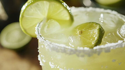 Very close up view of a photo realistic line margarita that has been styled and photographed for a food magazine