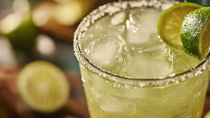 Very close up view of a photo realistic line margarita that has been styled and photographed for a food magazine