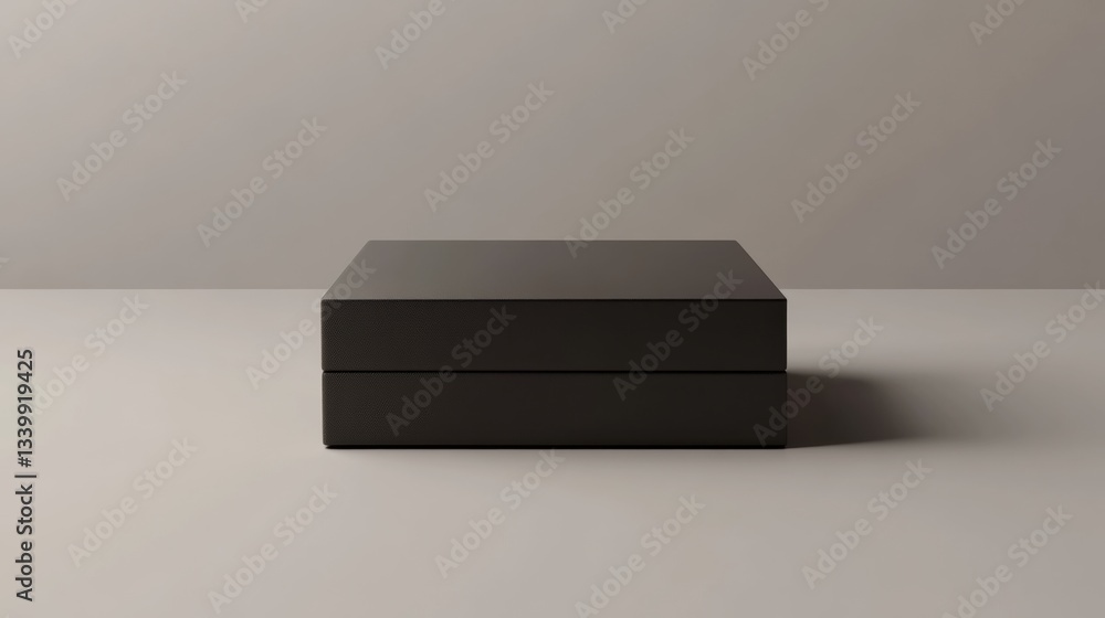 Poster minimalistic and elegant closed box on soft surface with neutral background for stylish decor and de