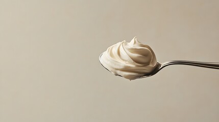 Swirls of whipped cream sit perfectly atop a silver spoon