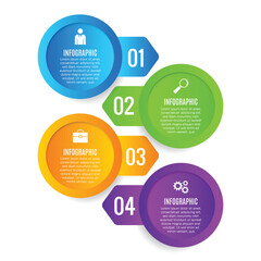 Circle growth infographic arrow editable 4 step chart list template modern template design