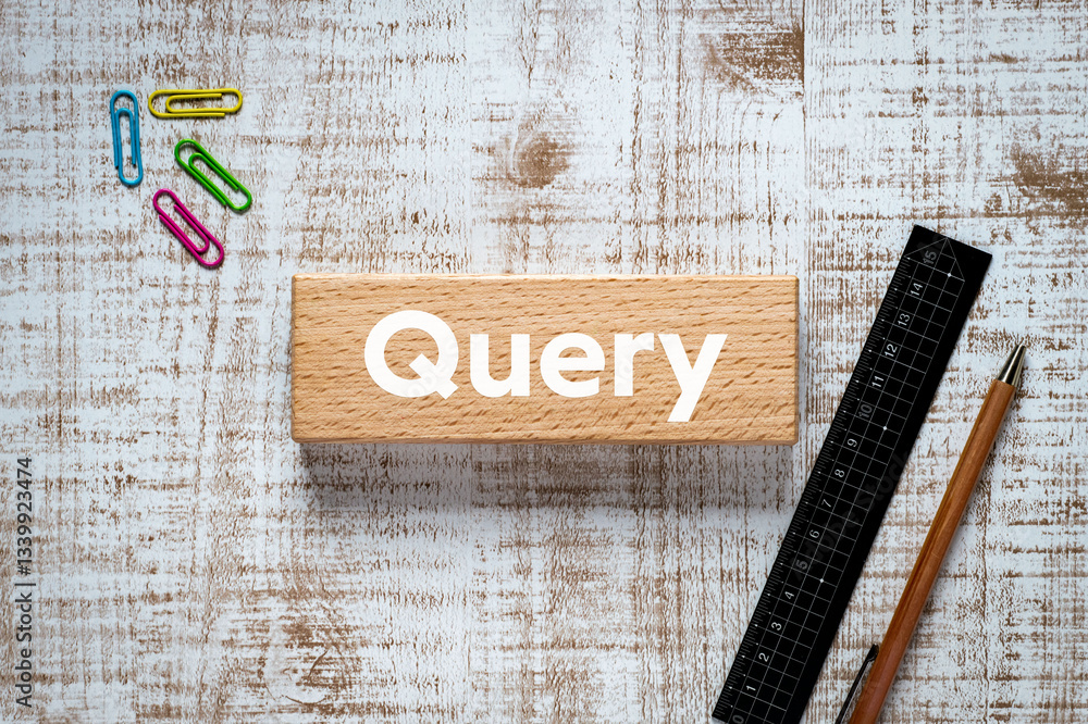 Poster there is notebook with the word query. it is as an eye-catching image.