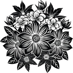 Fototapeta premium A black and white drawing of a flower with the word quot b quot on it