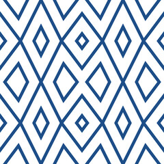 Seamless ethnic pattern. Rhombuses ornament. Diamonds backdrop. Tiles wallpaper. Ethnic motif. Geometric background. Digital paper. Tribal textile print. Web design. Abstract image. Vector work.