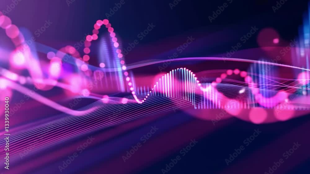 Poster colorful digital sound wave visualization dynamic audio frequencies and graphic patterns in music an