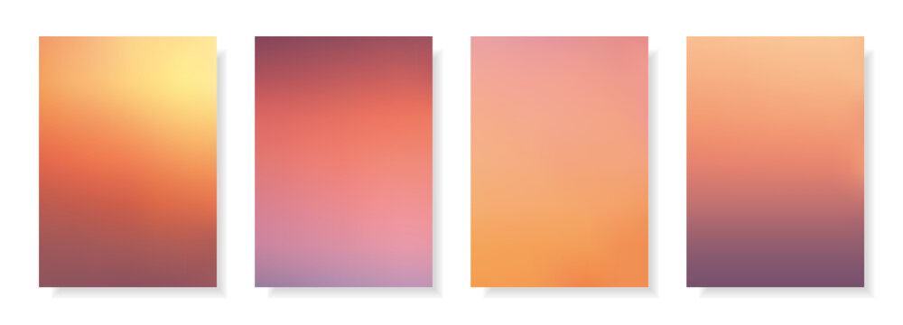Set of abstract blurred backgrounds.Evening sky, sunset on the ocean, sea summer landscapes.Decorative gradient backdrops.Templates for invitations, greeting cards.Vector, meshes.