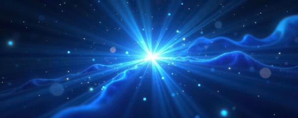 Naklejka premium Abstract blue starburst, radiating light and energy, vibrant, swirl, vivid