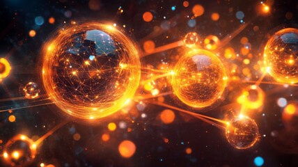 Illuminated Spheres Connected Within A Network Of Light